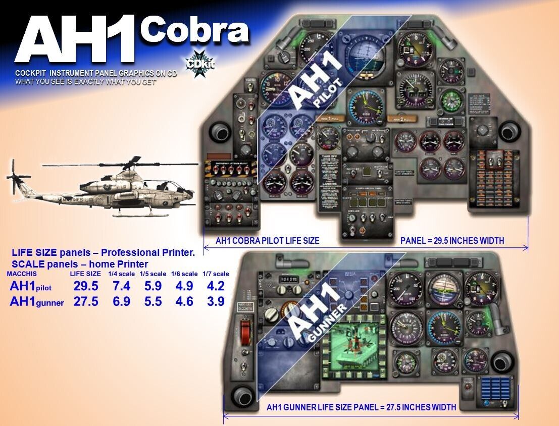AH1 COBRA COCKPIT instrument panel CDkit