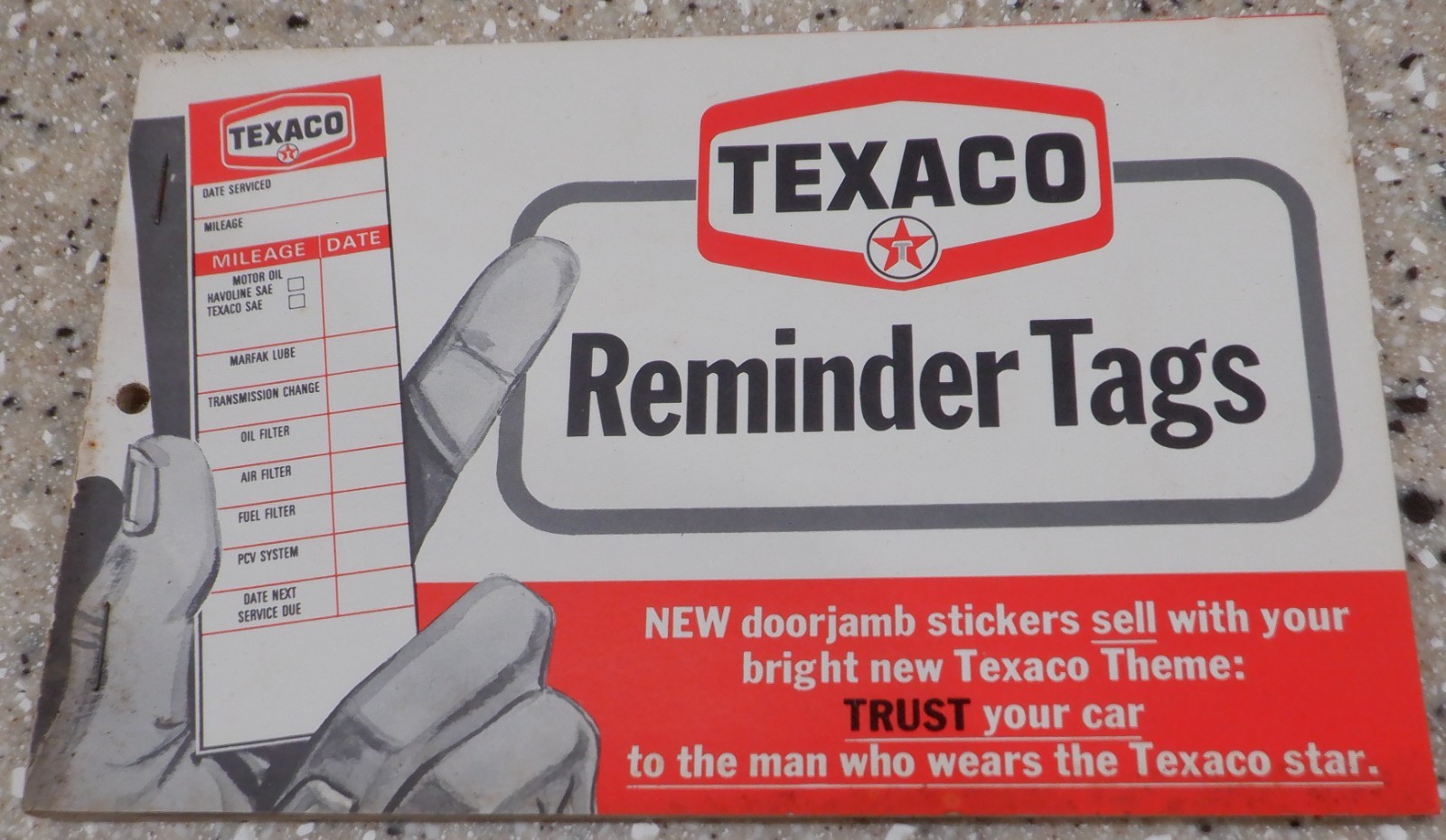 NOS From 1968 - VINTAGE TEXACO OIL CHANGE REMINDER TAGS - FULL BOOK
