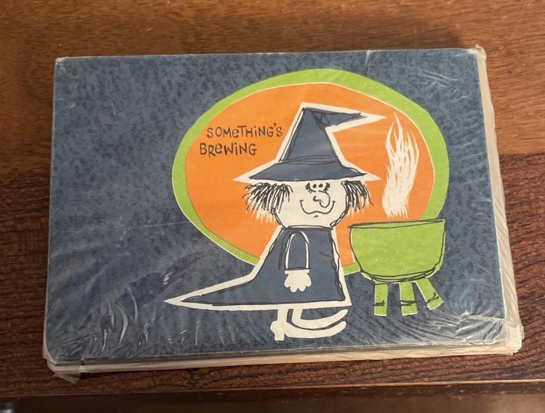 Vtg American Greetings Halloween Party Invitation Witch 12 Sealed Pre Zip Code