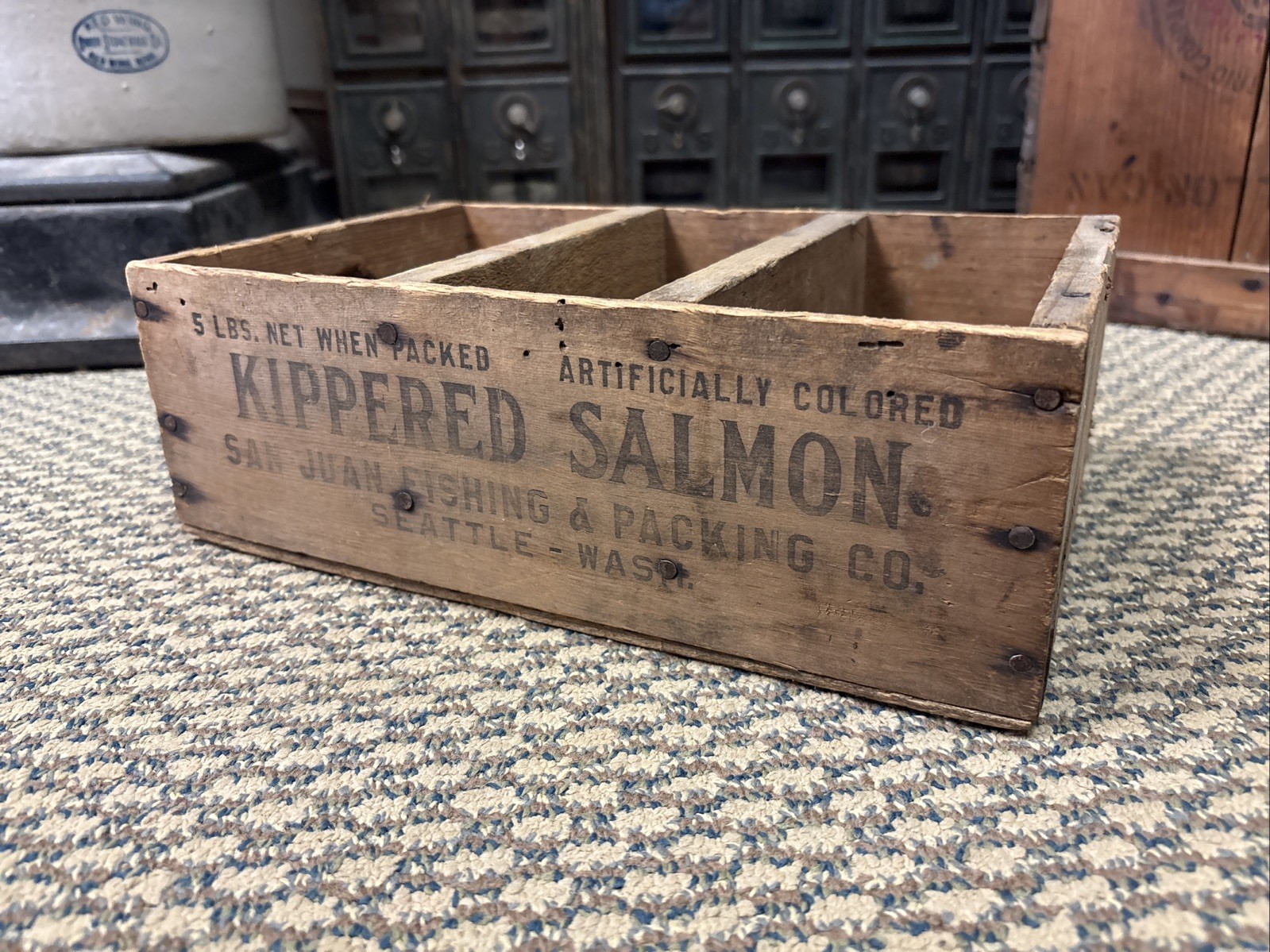Vintage Wooden Salmon Crate San Juan Fishing & Packing Co Seattle Washington Box