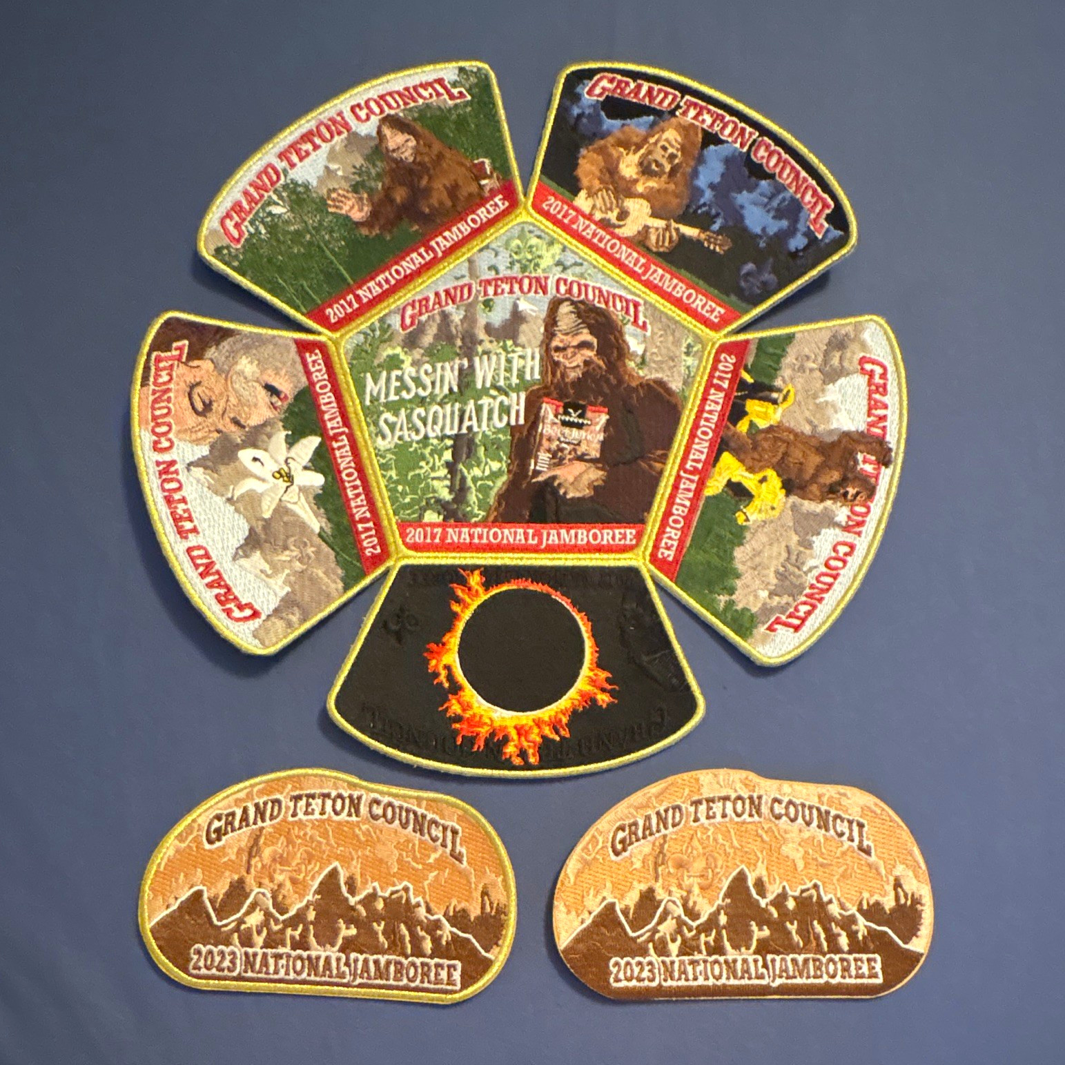 Grand Teton Council 2017 & 2023 National Jamboree Patch Lot, Boy Scouts