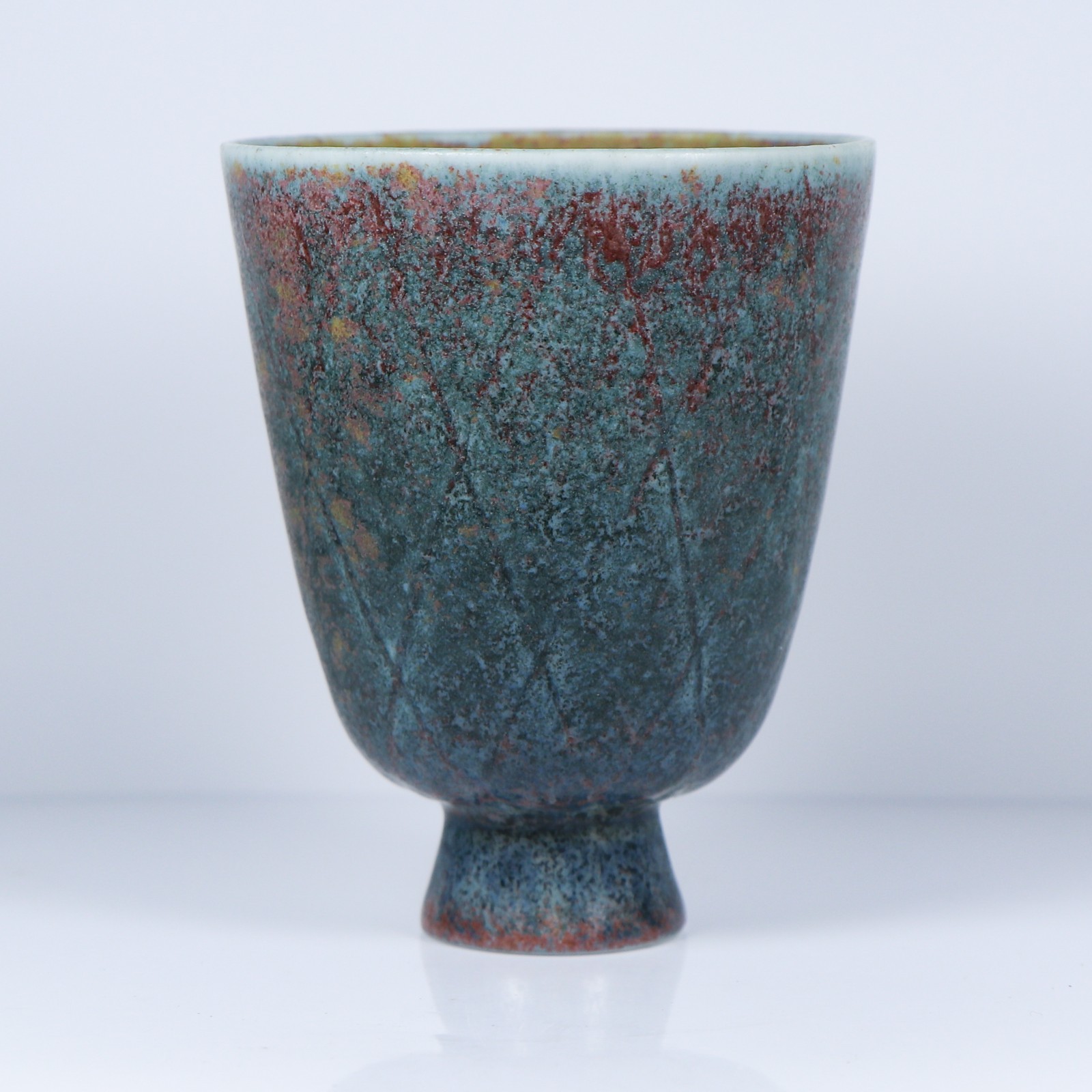 1950s Rörstrand Gunnar Nylund Haresfur Glaze Footed Sake Cup #A135 MINT