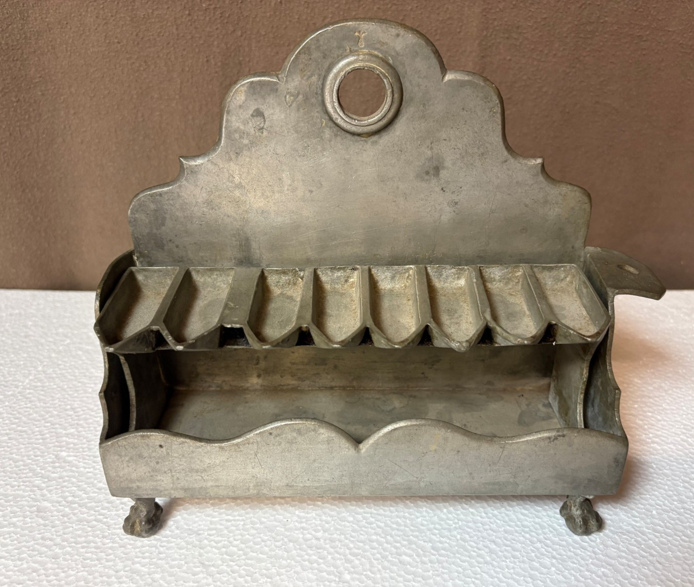 Rare Antique 18th Century German Pewter Hanukkah Menorah Lamp