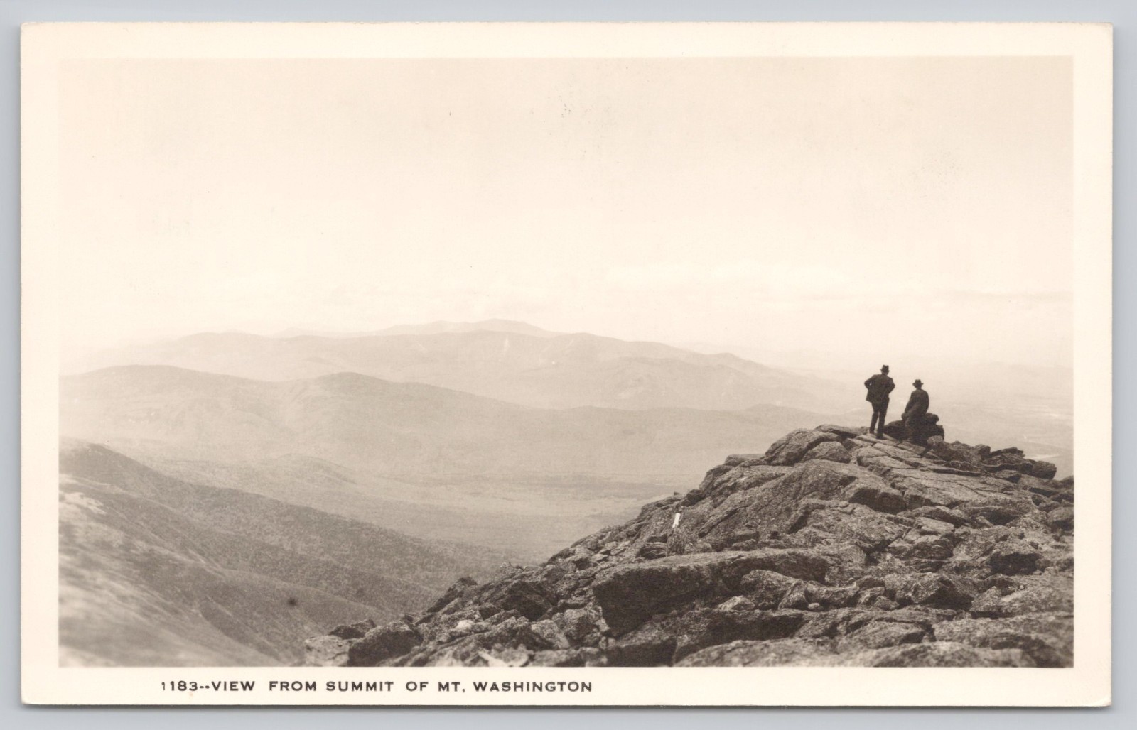 View From Summit of Mt. Washington New Hampshire White Mountains RPPC Postcard