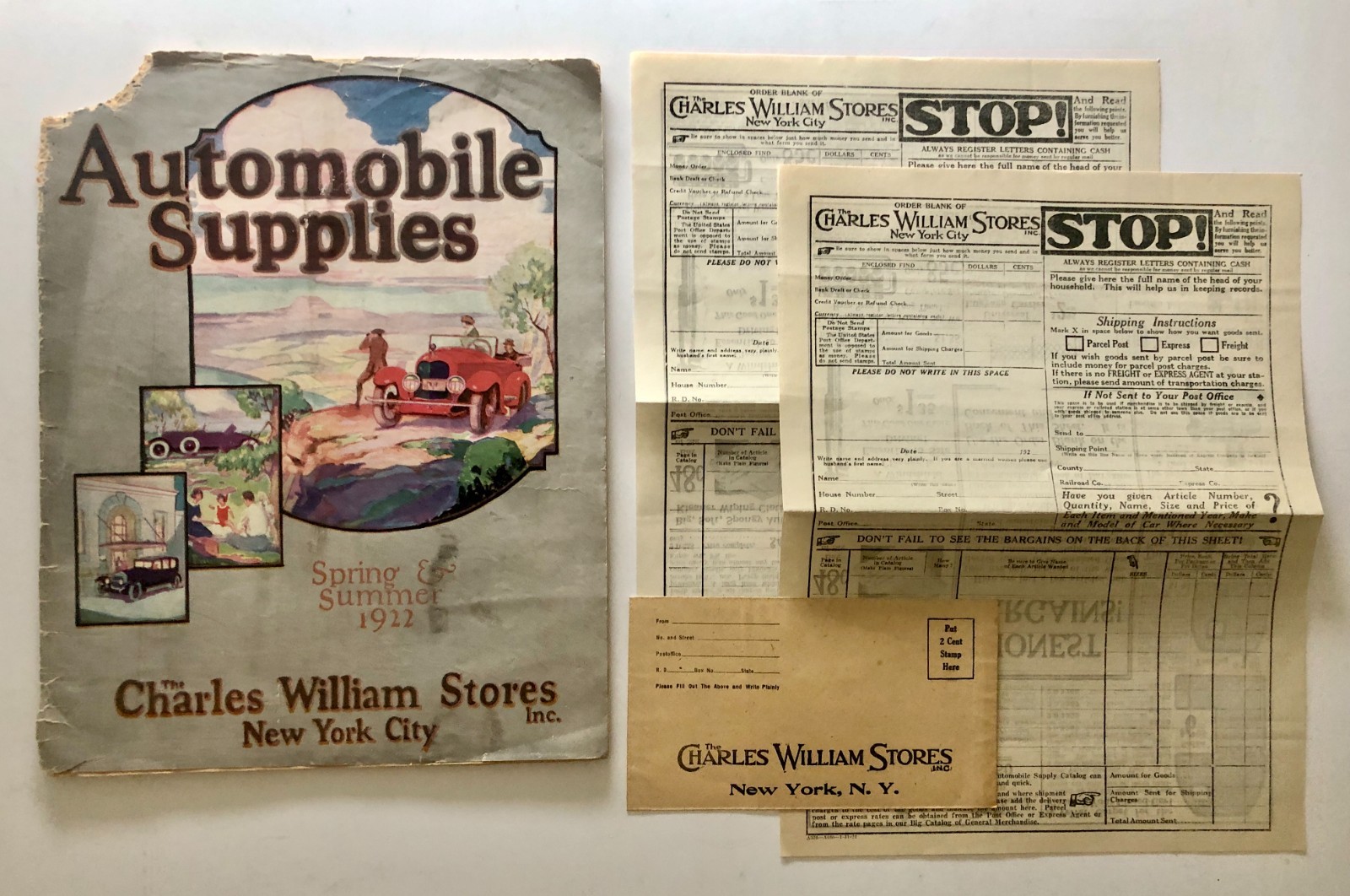 Vintage 1922 Charles William Stores Automobile Supplies Catalog W/ Order Forms