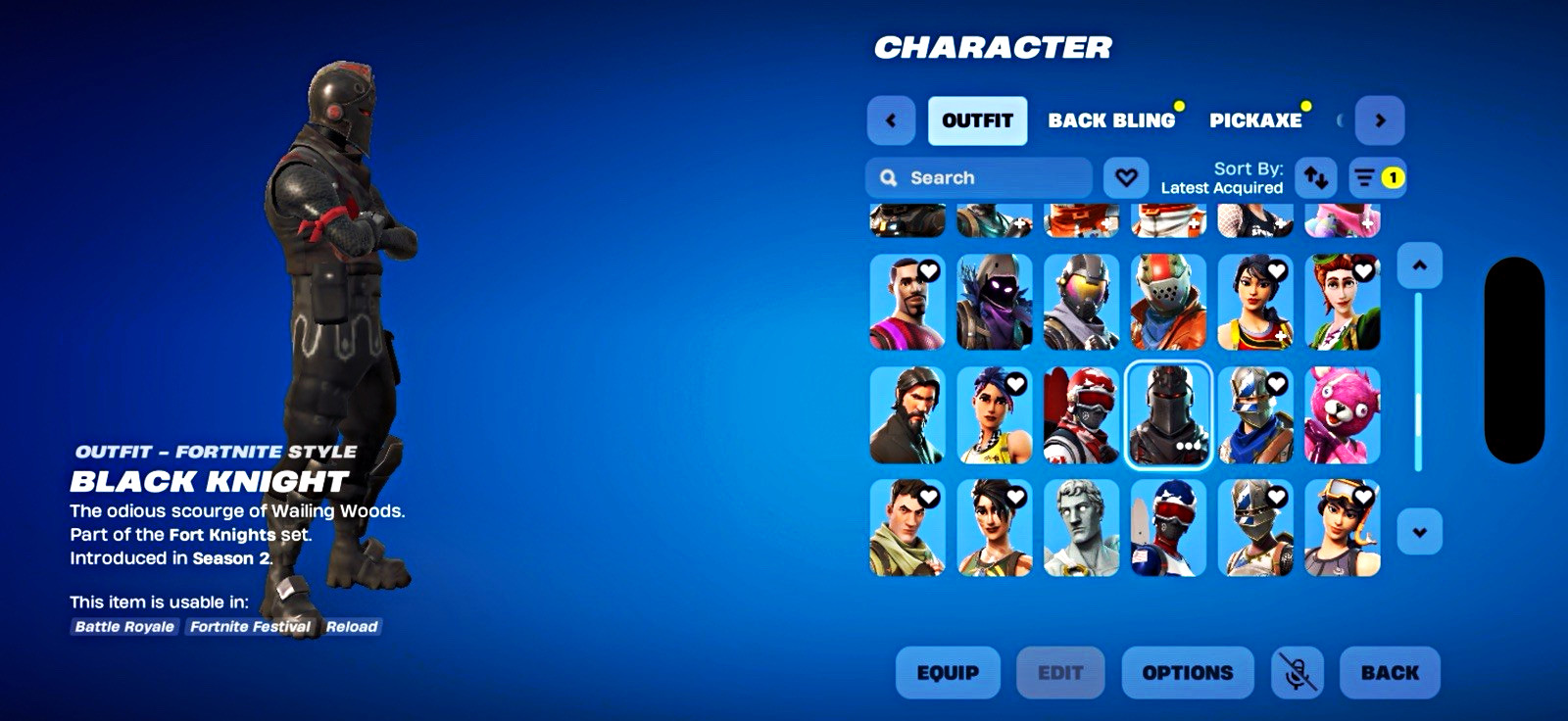 Fortnite In-Game Outfit Skin Black Knight - Season 2 Virtual Item/Asset
