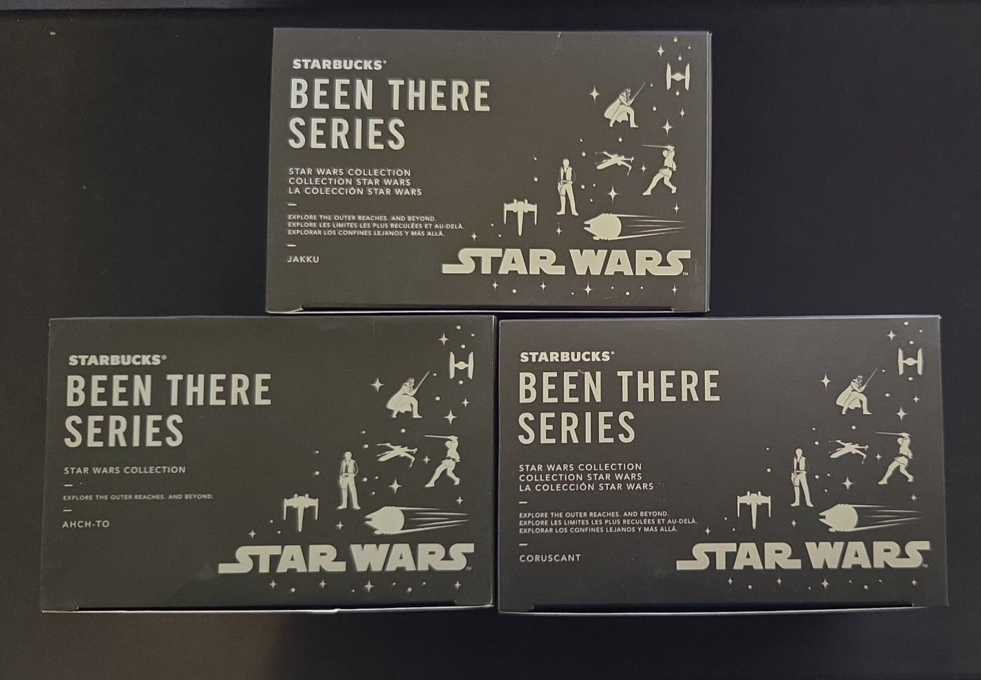 Star Wars Disney Starbucks Been There Set Of 3 Mugs- Ahch-to, Jakku, Coruscant
