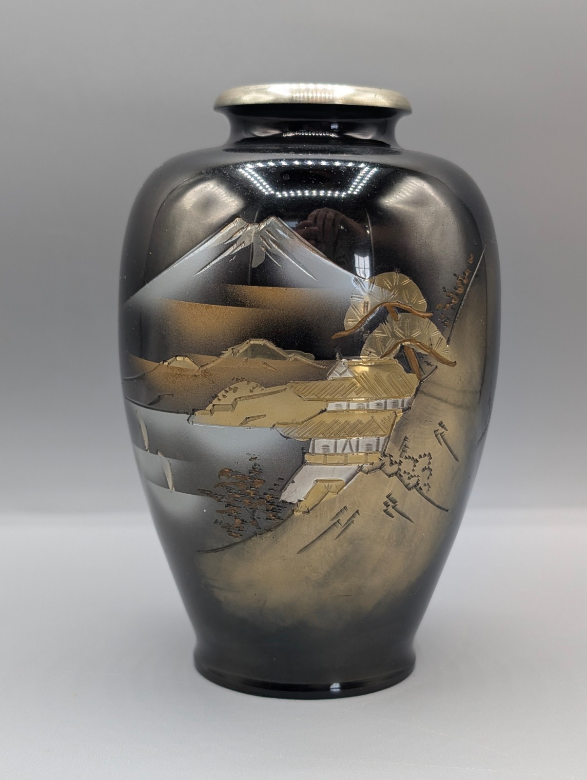 Vintage Mid-Century Japanese Mixed Metal Mount Fuji Vase CIRCA 1950's-1970's