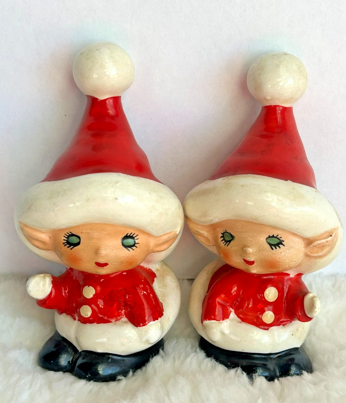 Vintage Set of Lefton Japan Christmas Pixie Elves Salt & Pepper Shakers 4 Vintage Set of Lefton Japan Christmas Pixie Elves Salt & Pepper Shakers 4