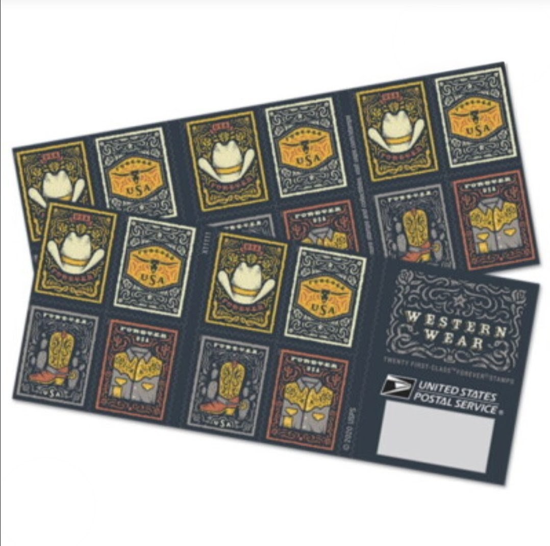 USPS 2021 Western Wear Forever Stamps Booklet of 20, West