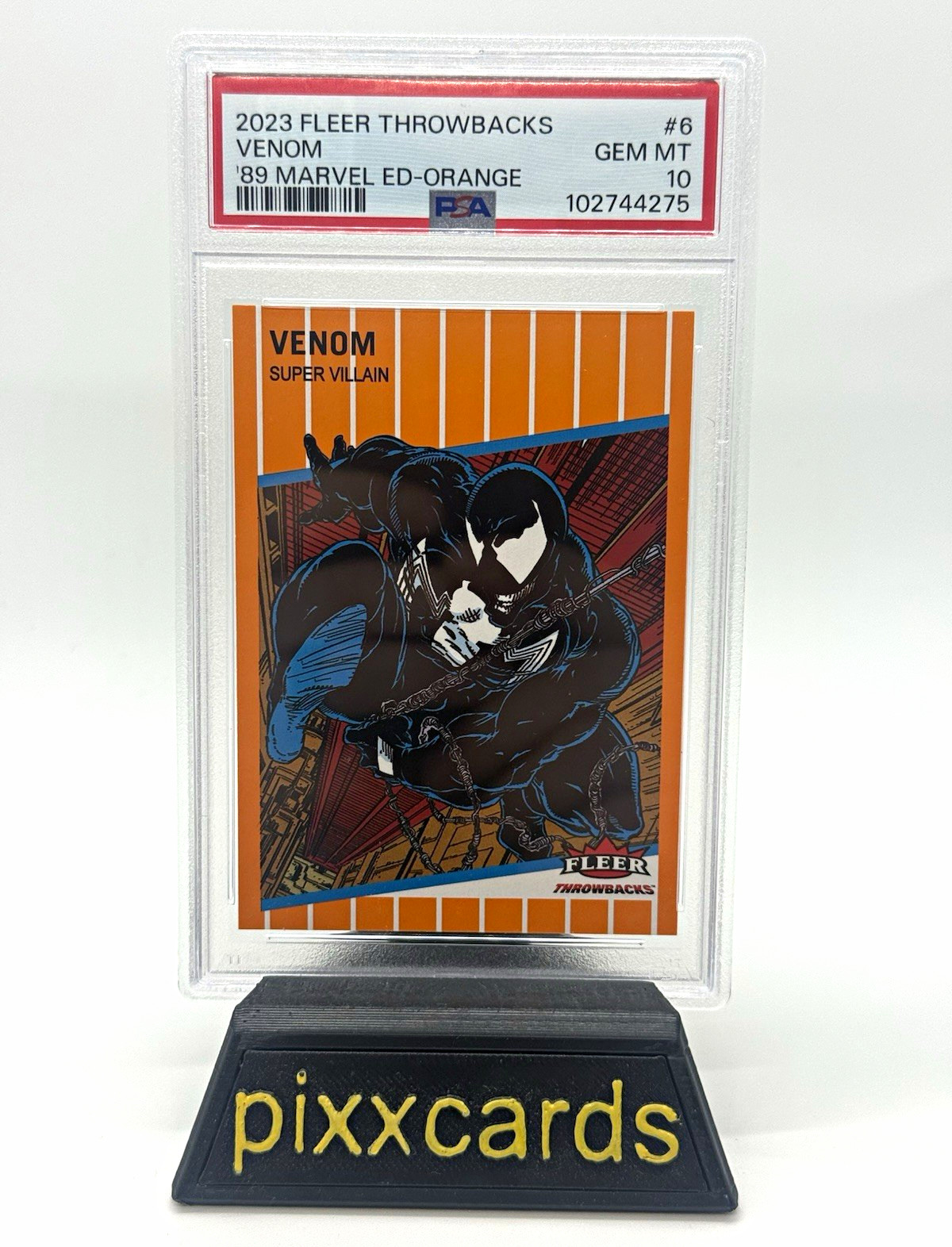 Fleer 2023 Fleer Throwbacks Marvel Venom #6 Orange PSA 10 088/489