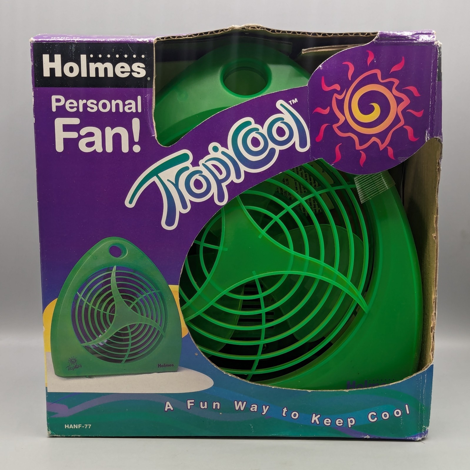 New Vintage Holmes Tropicool Small Desktop Triangle Fan Lime Green HANF-77