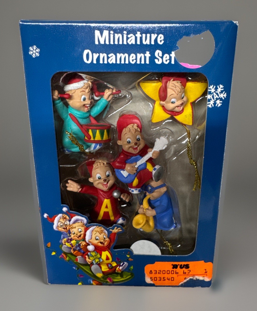 2010 Santas Best Alvin & The Chipmunks Miniature Xmas Ornament Set In Orig Box
