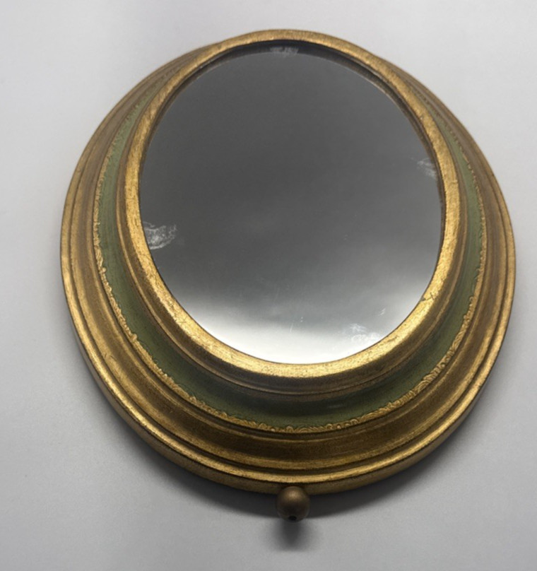 Music Box Swiss Reuge 157 Mozart Minuet Pull‑String Oval Mirror Green Gold READ Music Box Swiss Reuge 157 Mozart Minuet Pull‑String Oval Mirror Green Gold READ