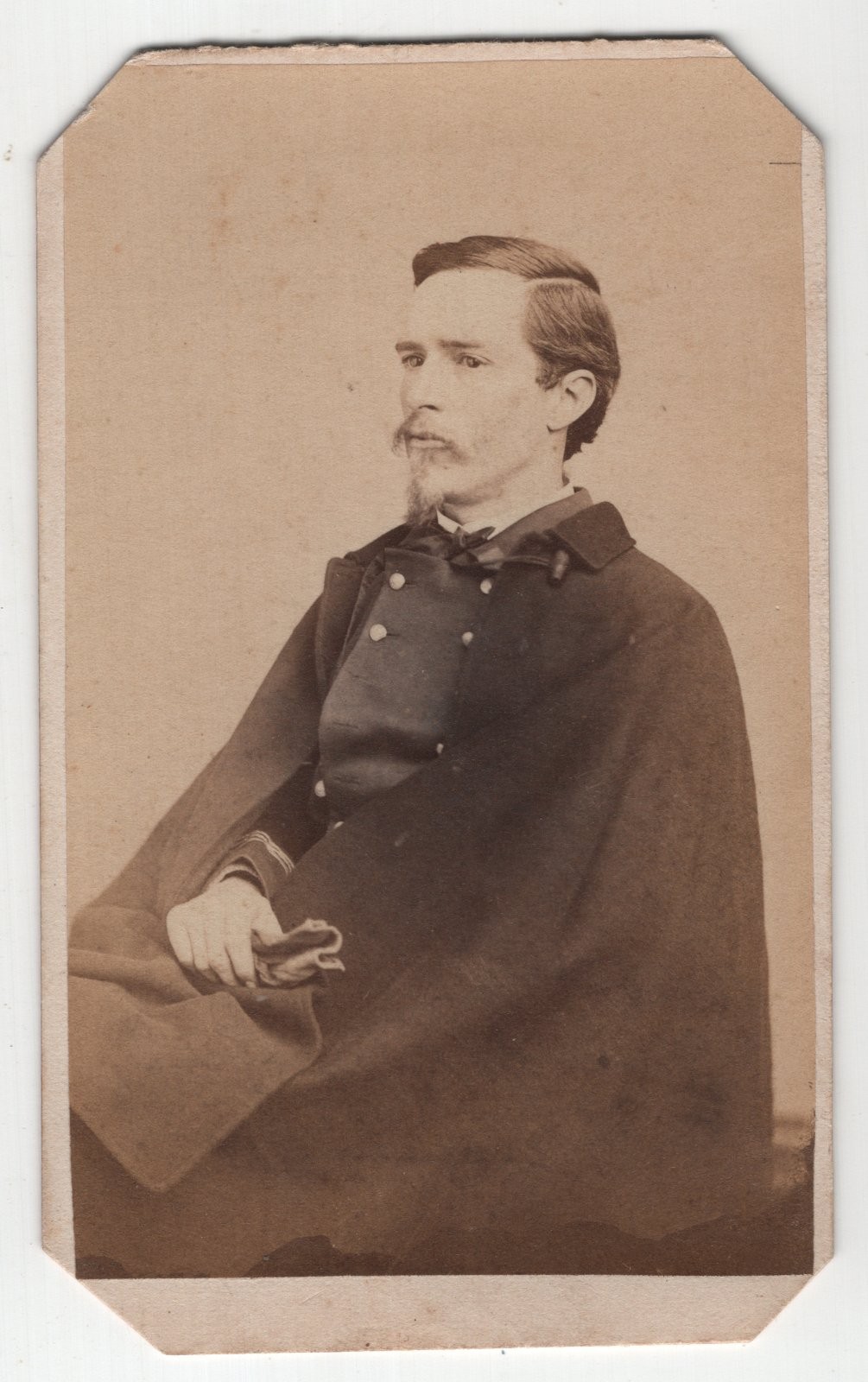 Antique CDV Addis Gallery Civil War Era Officer Cloak Washington DC P B Marvin