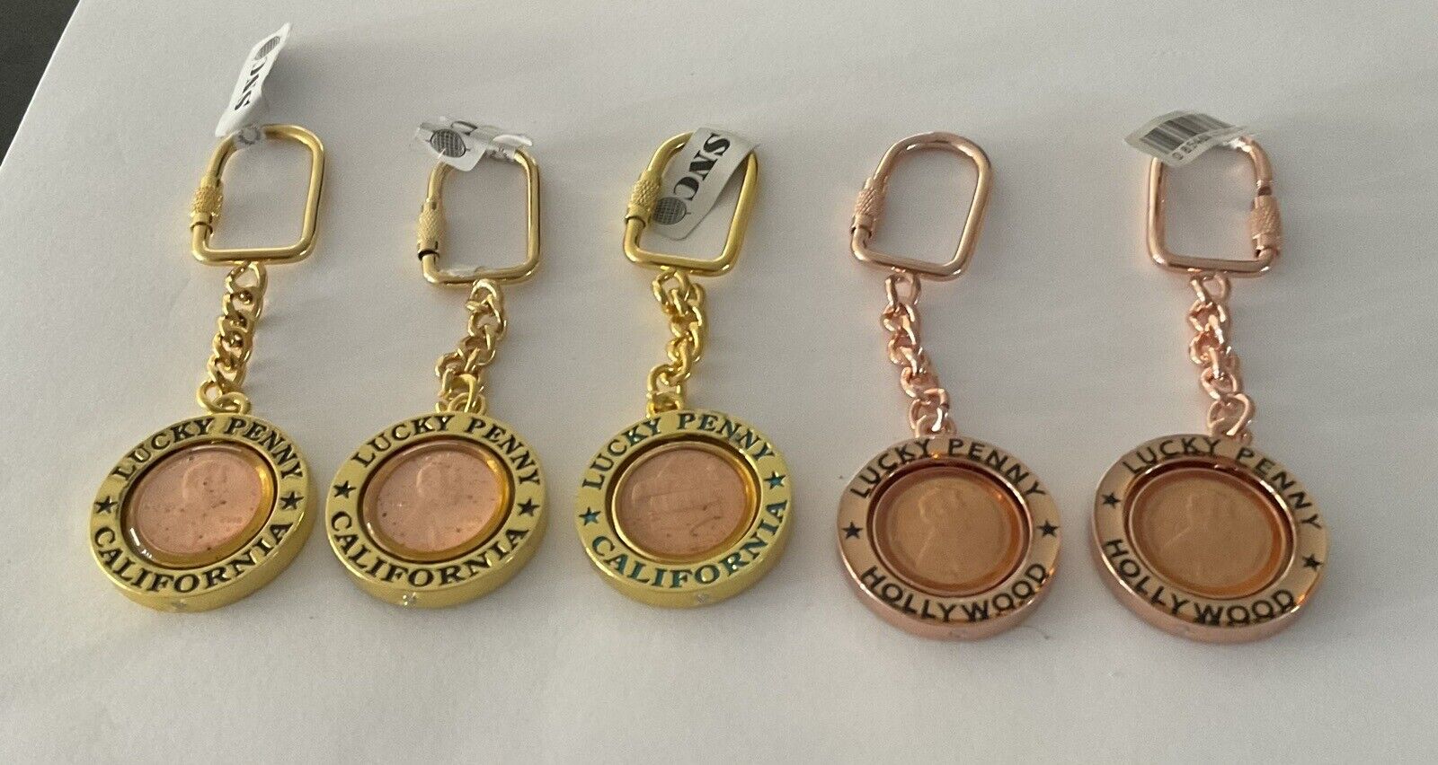 Lot If 5 Lucky Penny Hollywood California Keychains 