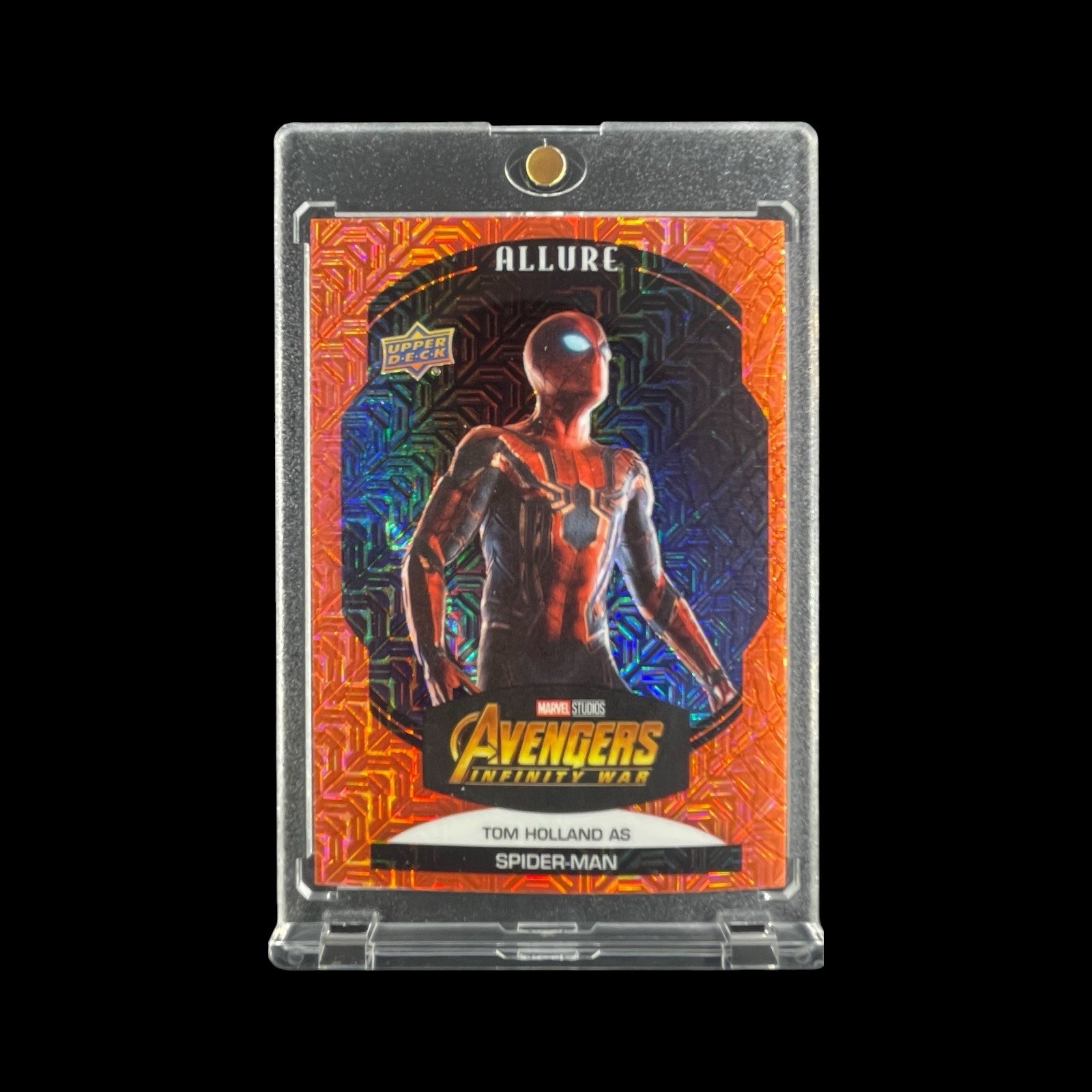 SPIDER-MAN ORANGE MOJO REFRACTOR TOM HOLLAND CARD 2022 Upper Deck Avengers