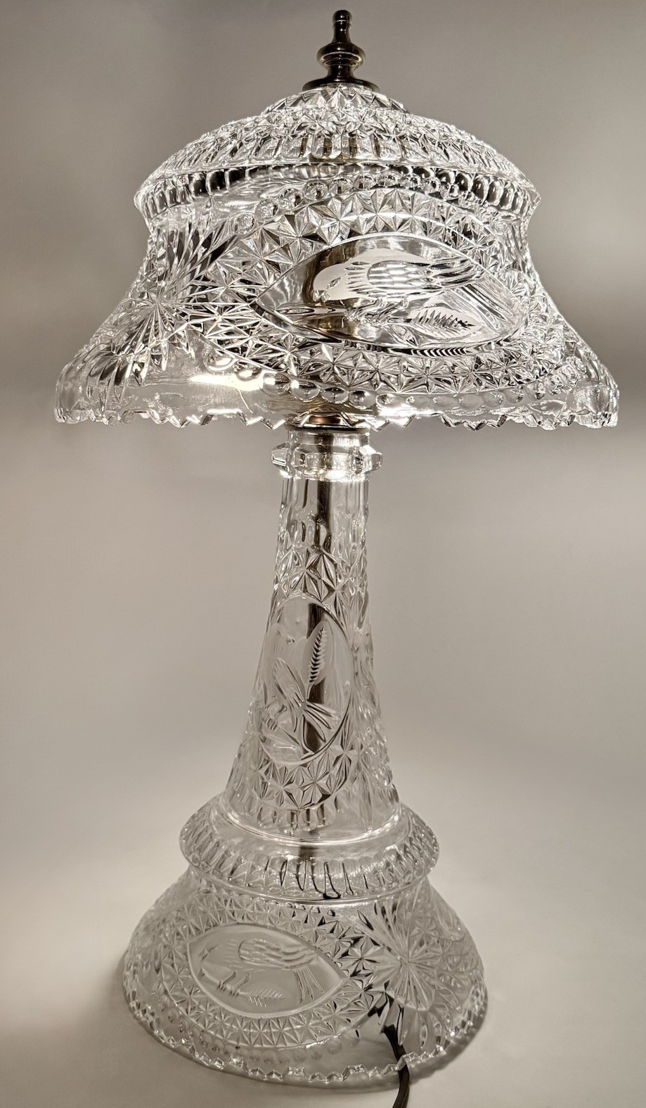 VTG Hofbauer “The Byrdes Collection”  Cut Crystal Table Lamp Germany 18”T RARE