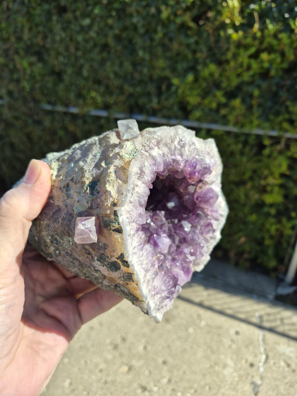Deep Purple Uruguayan Amethyst Geode Cluster Cave 4.7lbs Calcite Inclusions Raw 