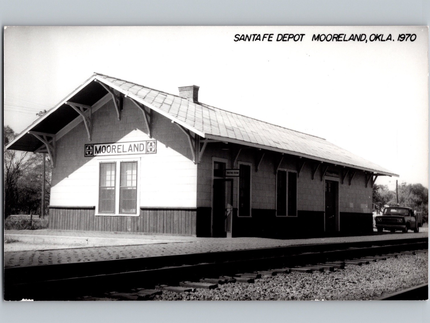 c1970 Santa Fe Depot Mooreland Oklahoma OK Woodward County RPPC Real Photo