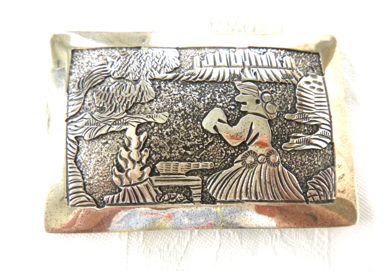 NWT Navajo Elaine Becenti Storyteller Belt Buckle 925 Sterling Silver 