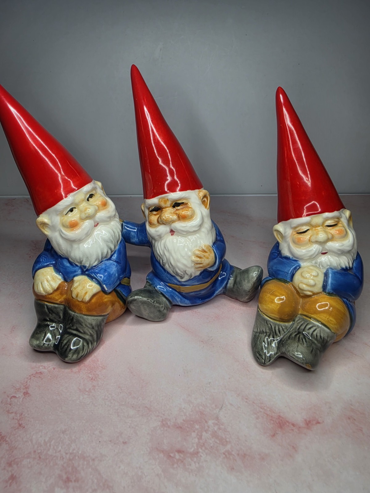 Vintage 1979 Unieboek Ceramic Garden Gnomes Figurines Set of 3 without BOX