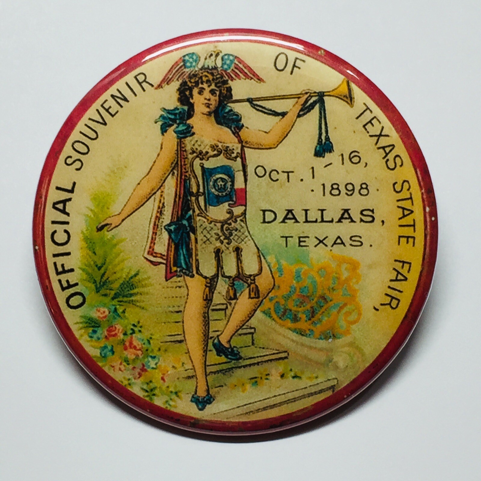 Texas State Fair 1898 Souvenir Advertising Pocket Mirror