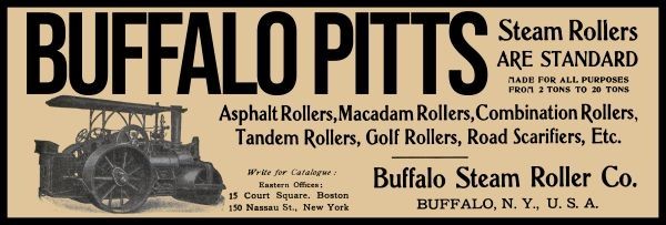 1909 Buffalo Pitts Steam Road Rollers - New York NEW Sign: 12x36