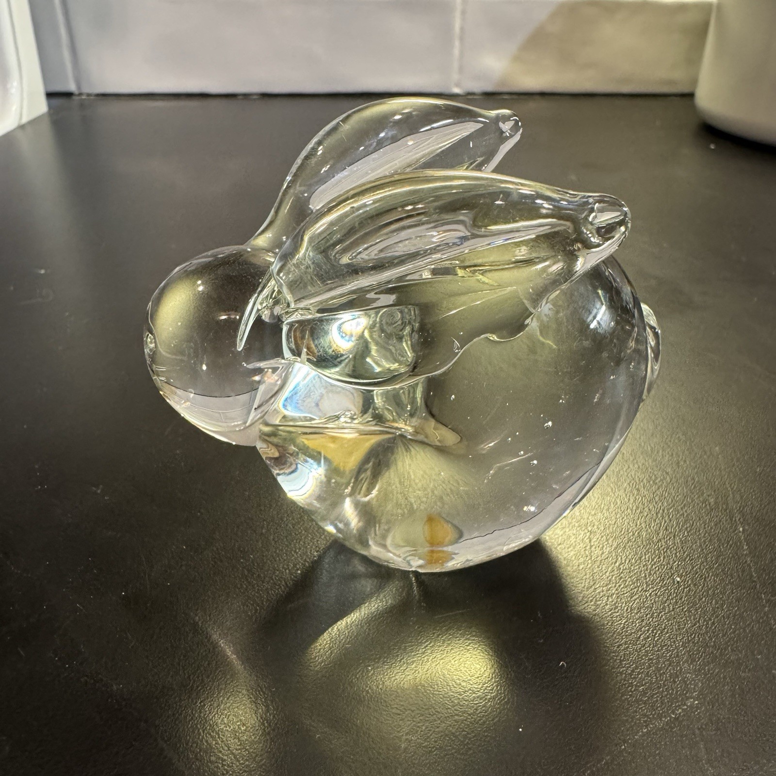 Vintage Interpur Solid Clear Glass Bunny Rabbit Figurine Paperweight