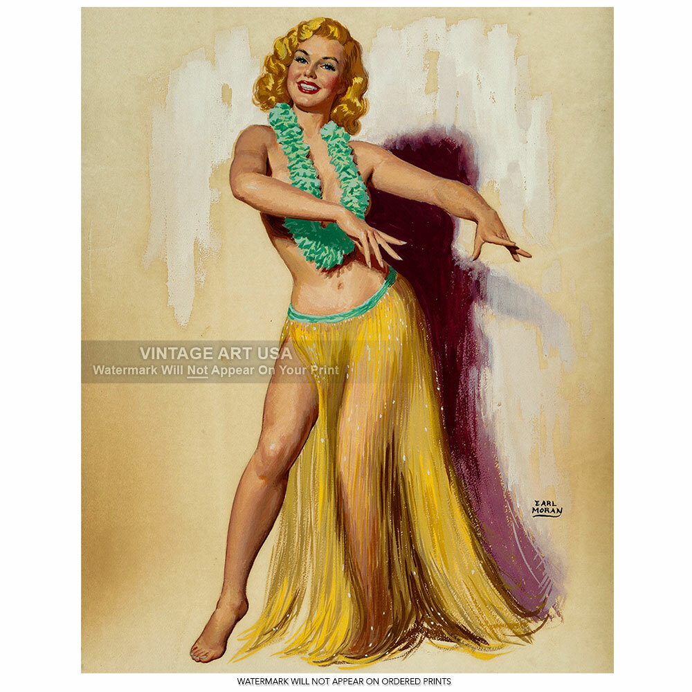 Marilyn Monroe Pinup Girl 8x10 Art Print 1960 Earl Moran Hawaiian Hula