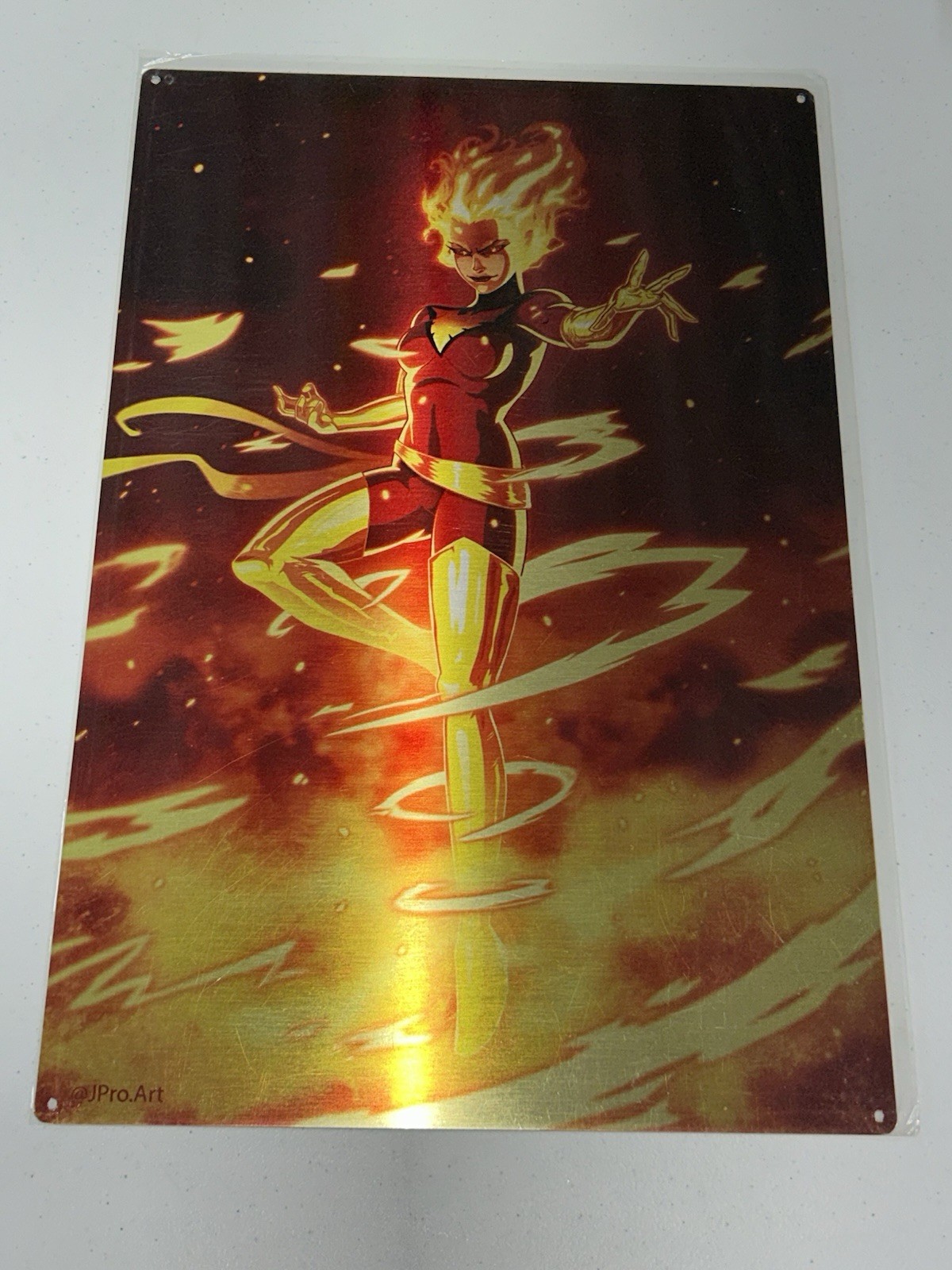 NEW Marvel Comics 12x18” X-Men Jean Grey, Phoenix In Flames Fan Art Metal Poster