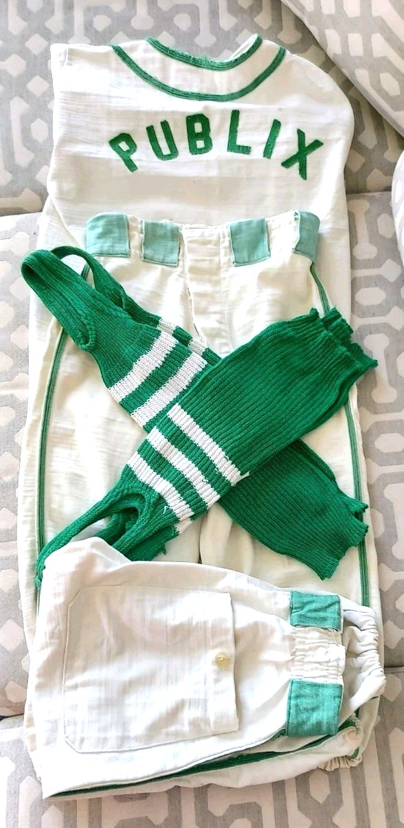 Rare Vtg PUBLIX MASON Kids/Youth S Baseball Uniform: Shirt 2 Pants & 2pr Sox GUC