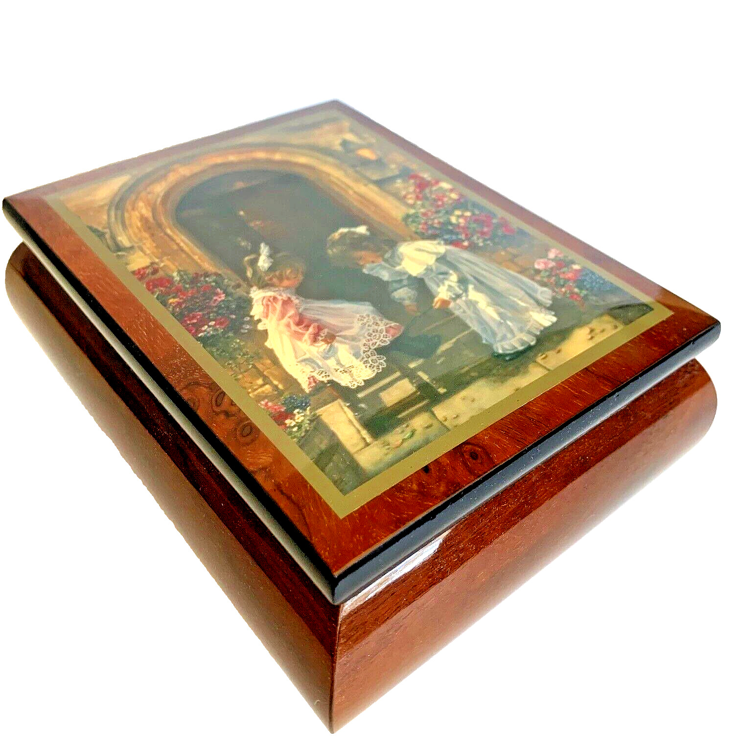Sisters Design Wooden Musical Jewelry Box Fr. Sorrento IT. by Sandra Kuck NEW