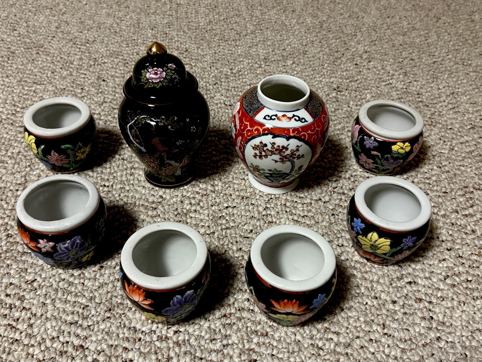Vintage Porcelain Lot of 8 Yamaji Japan Ginger Jar Hong Kong Floral Vases