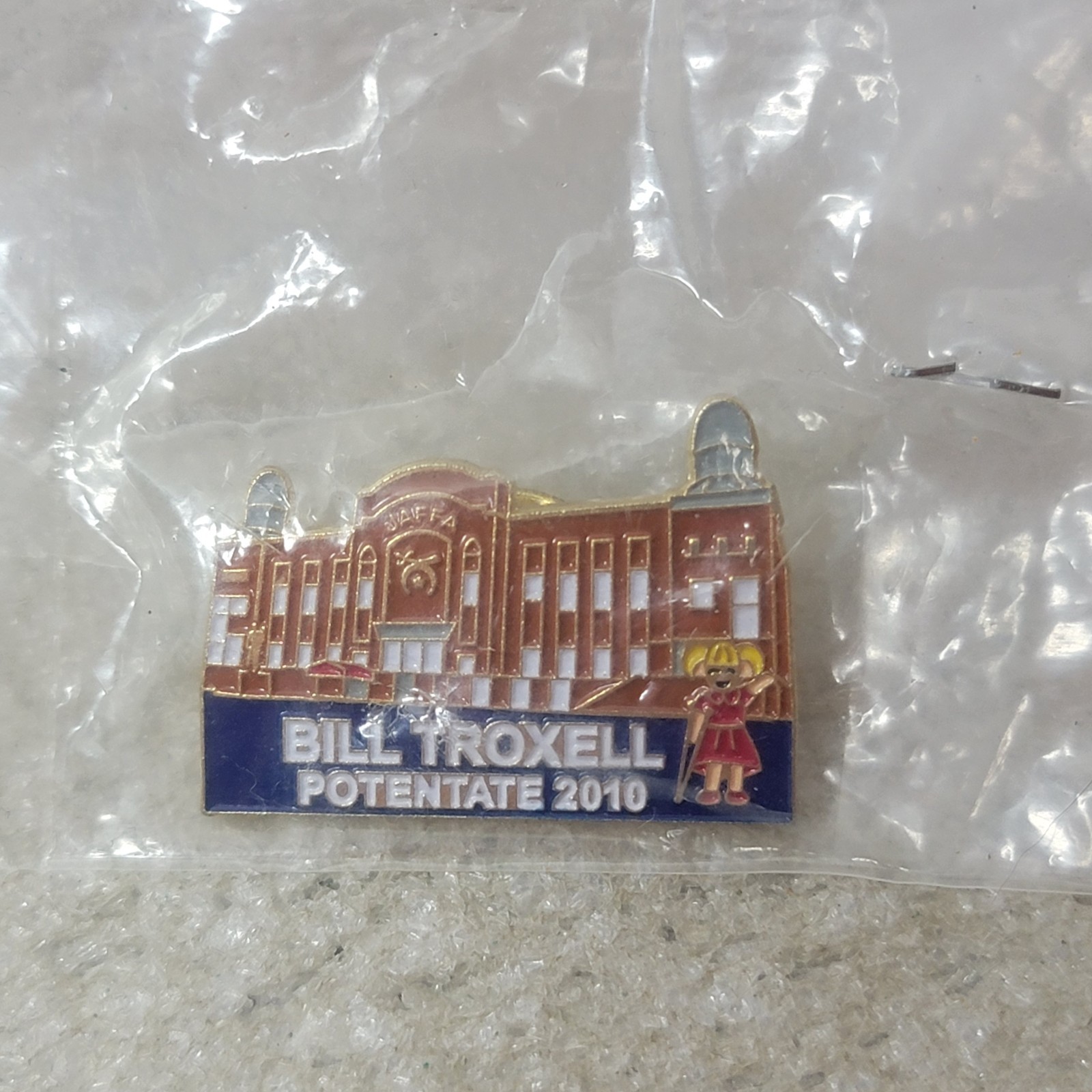 Shriners Jaffa Temple Building Enamel Lapel Pin Bill Troxell Potentate 2010