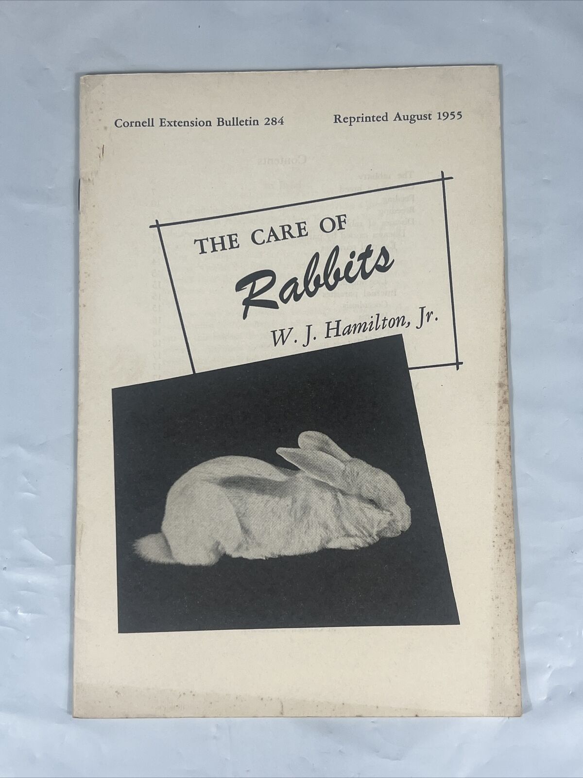Vintage Cornell University 1955 The Care Of Rabbits W.J. Hamilton Jr New York NY