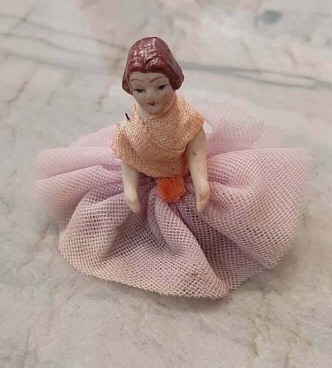 Antique Bisque Doll Girl Dancing Lace Figurine 2\