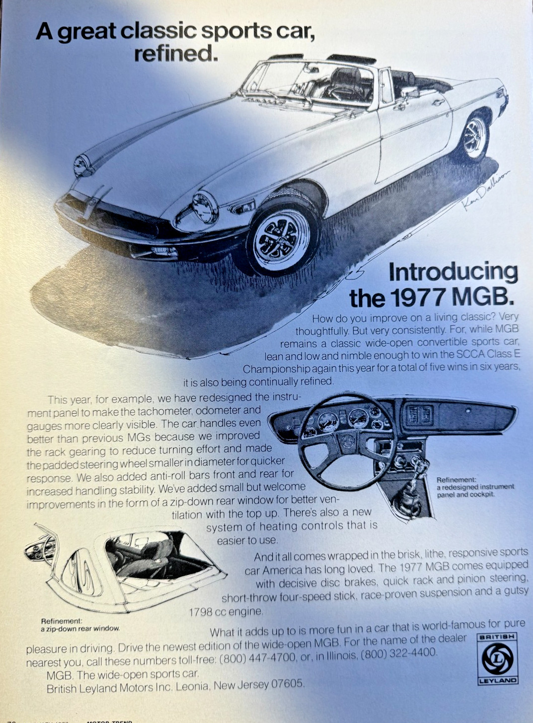 Vintage Magazine Advertisement 1977 British Leyland Motors MGB Convertible