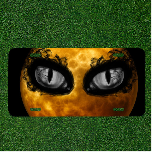 Custom Personalized License Plate Auto Tag With Moon Eyes Design