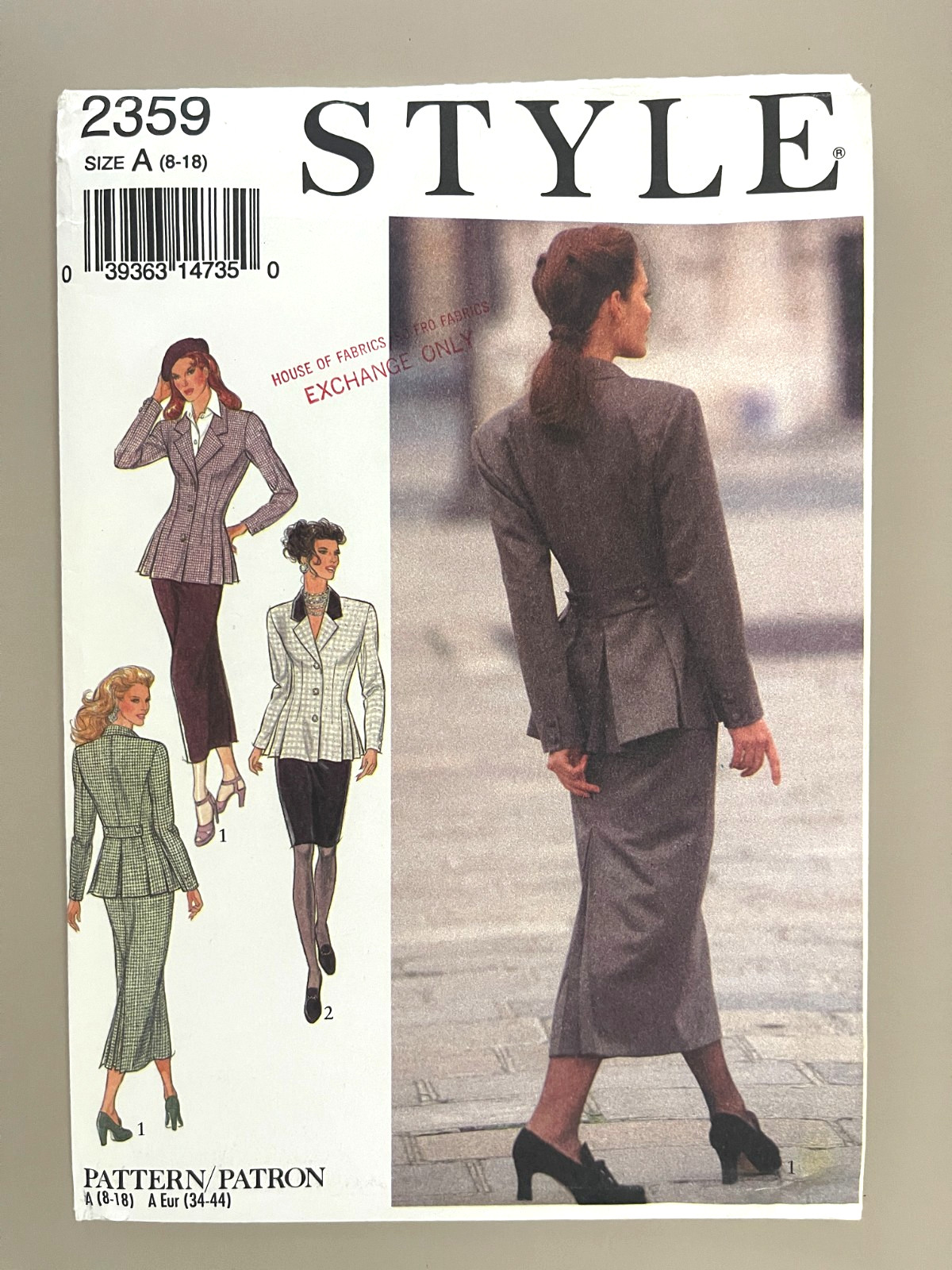 1990's Style Misses' Jacket,Skirt Pattern 2359 Size 8-18 UNCUT
