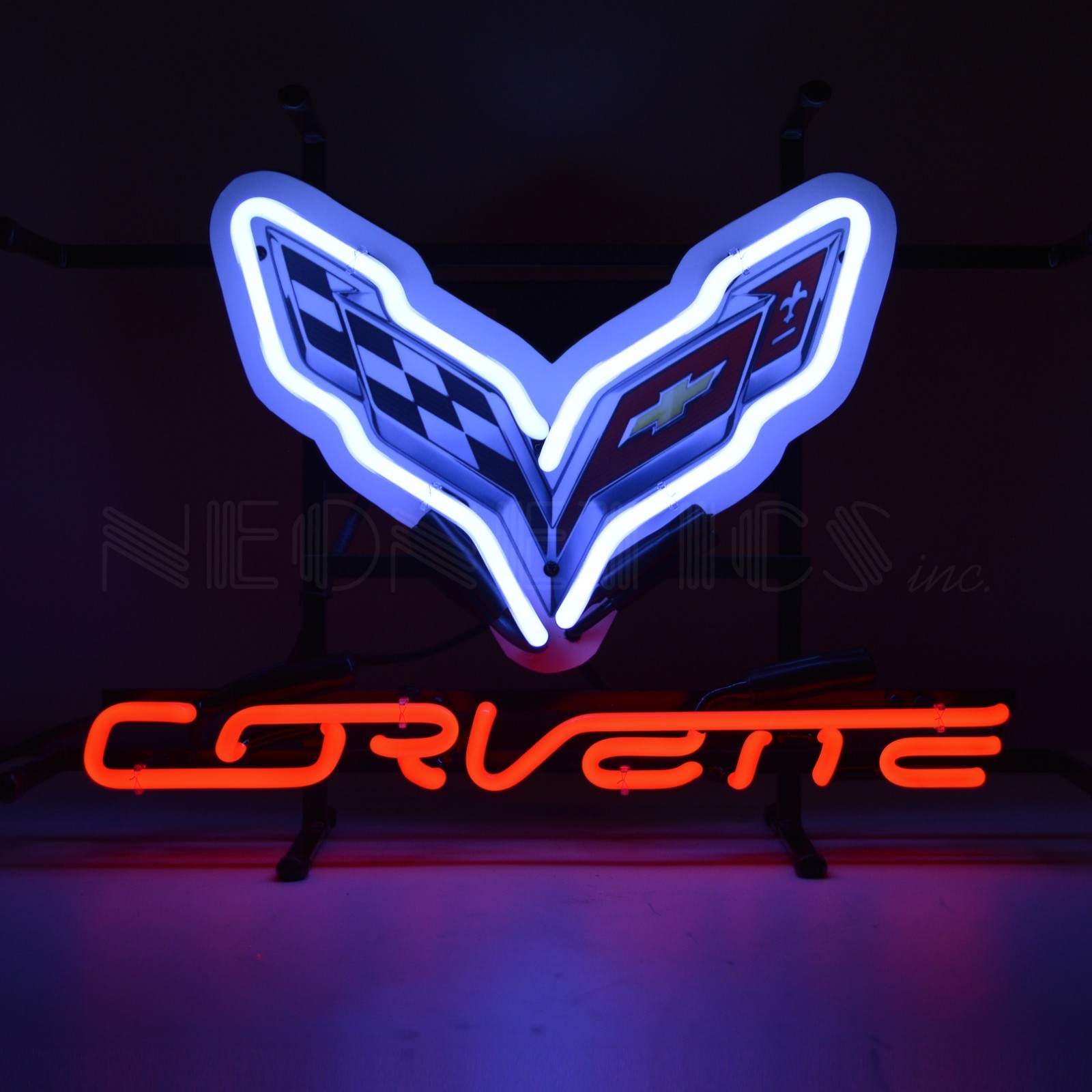 Chevrolet Corvette Neon sign Glass C7 Garage wall lamp Chevy Stingray Flags