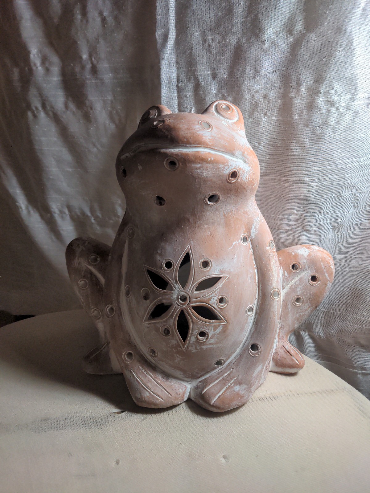 Ceramic Frog Candleholder Unpainted Handmade 10\