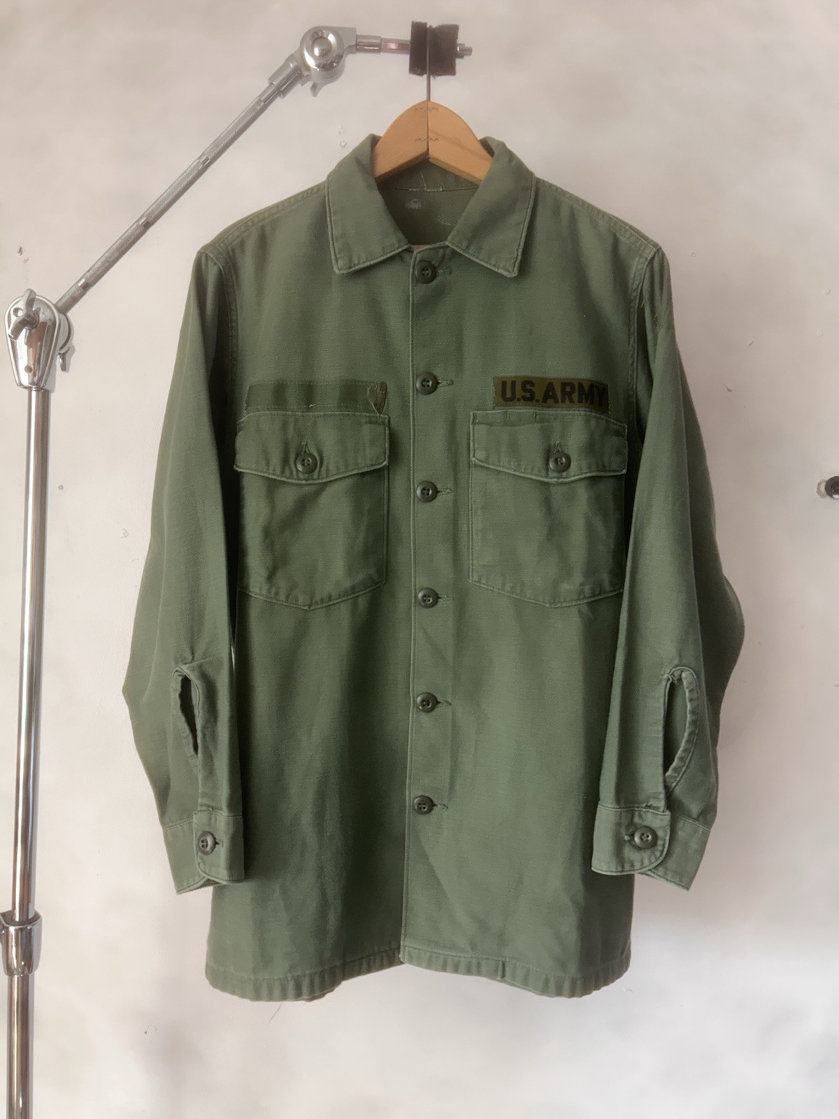 Vtg 60s/70s Og 107 Shirt Small Reverse Sateen Olive Drab
