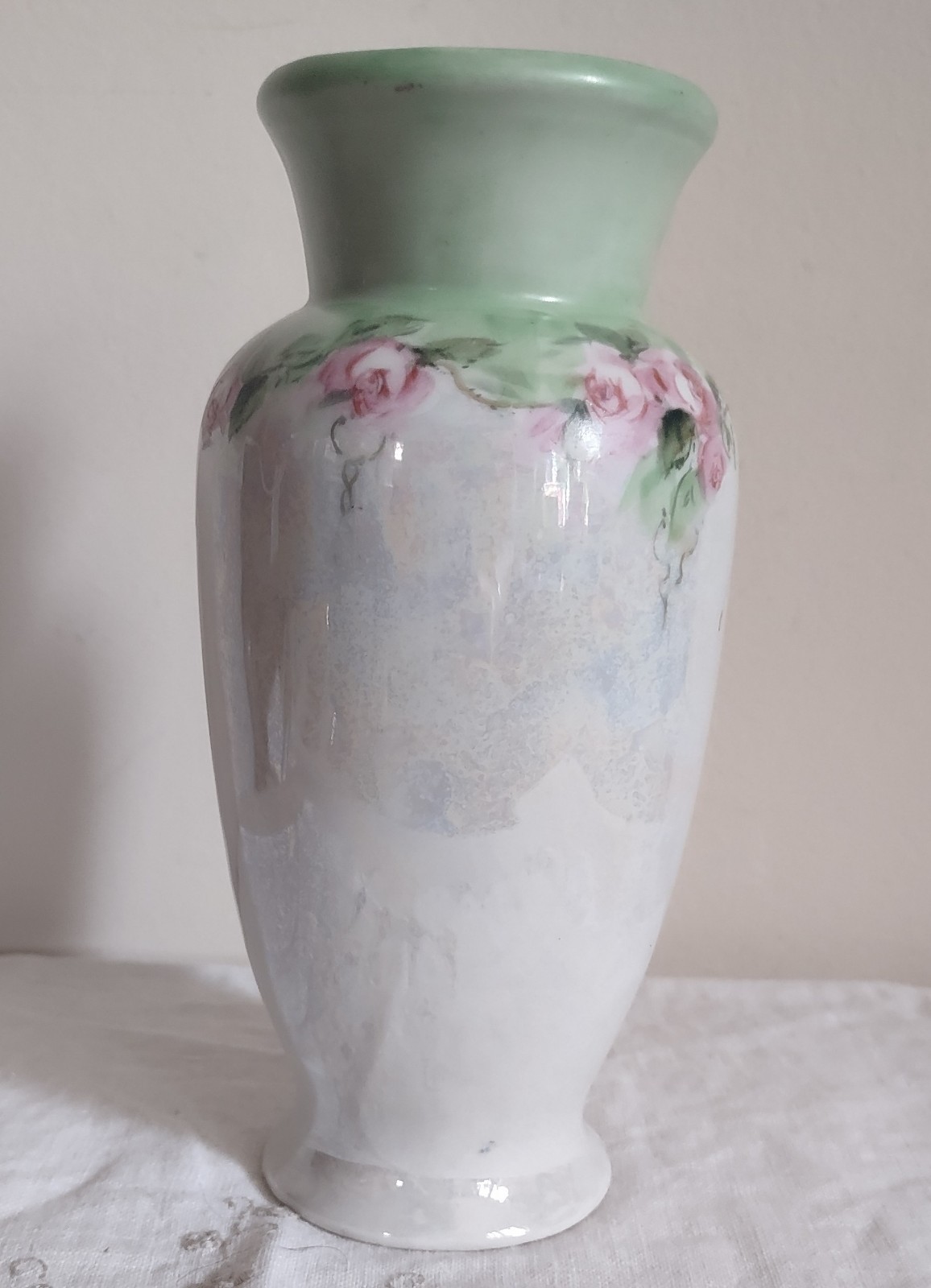 Antique CT Altwasser Hand Painted Porcelain Vase Rose Motif, Signed & Marked 6