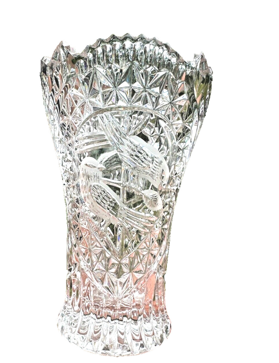 HOFBAUER BYRDES Crystal Vase Vintage Love Birds  8