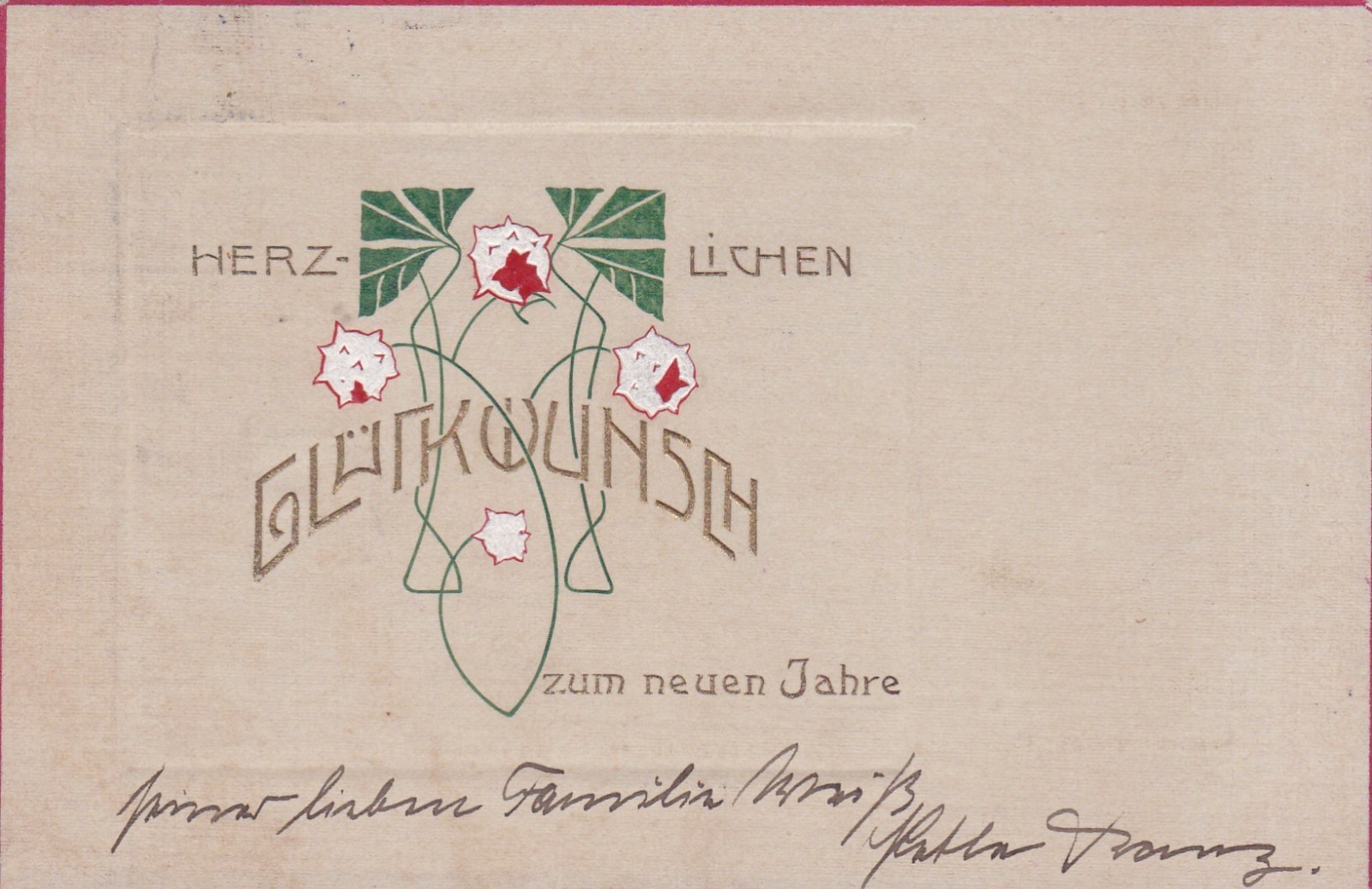 1905 Postcard German Reich Greeting Card New Year Card Art Nouveau Congratulations