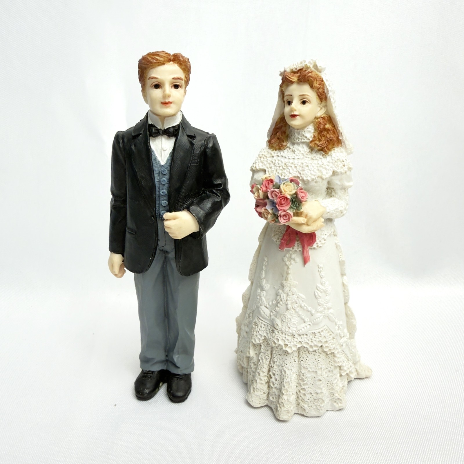 Bride & Groom Wedding Figurines 6” Cake Topper Resin Tuxedo Couple Houseworks