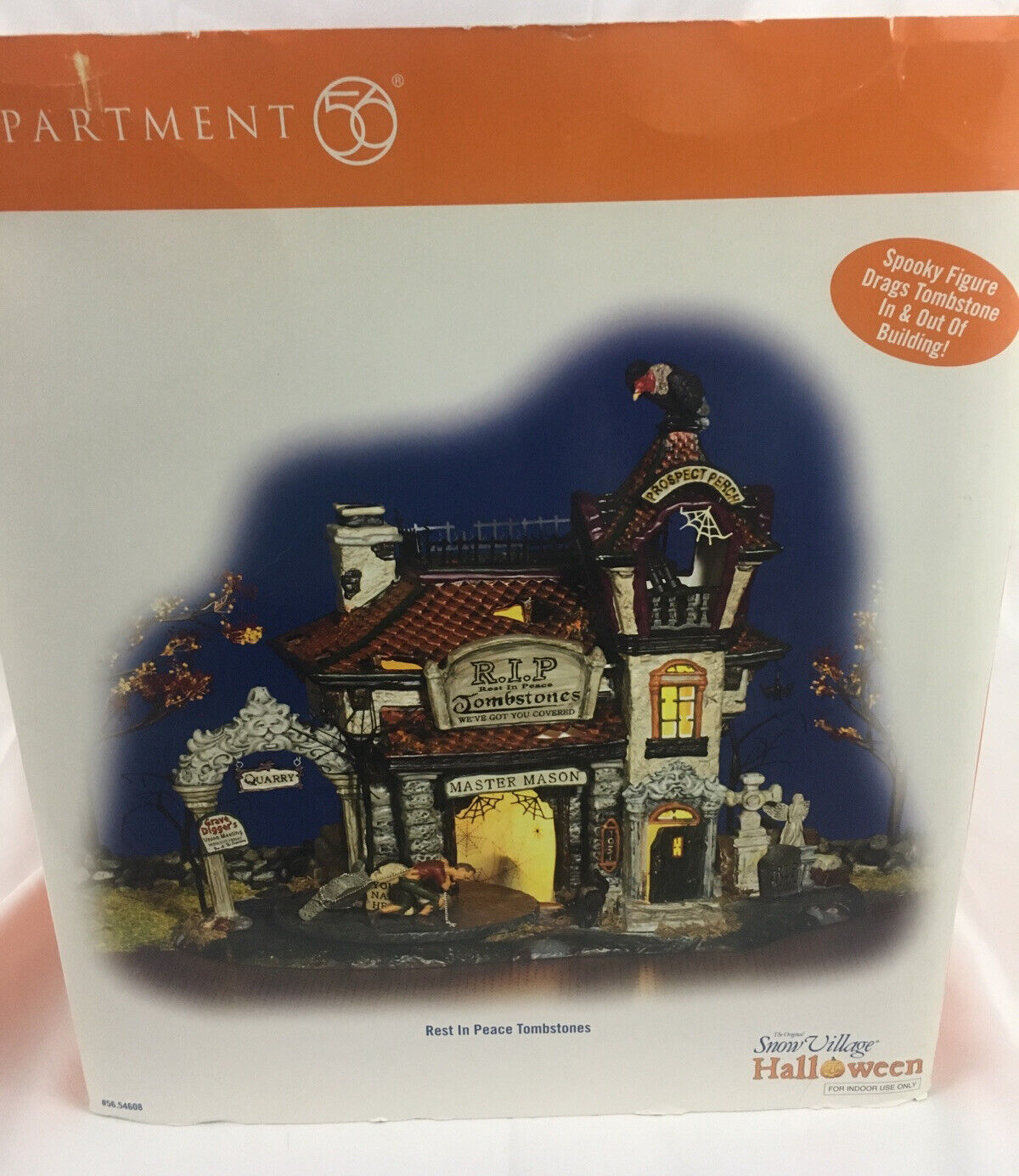 Dept 56 Rest in Peace Tombstones Snow Village Halloween Animated Complete RARE