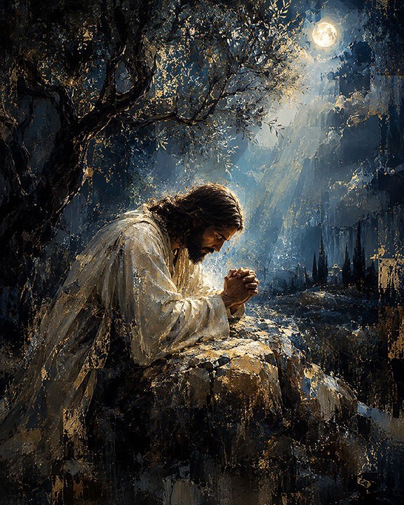 Jesus Christ Praying Canvas Print 8x10 Wall Art Christian Decor