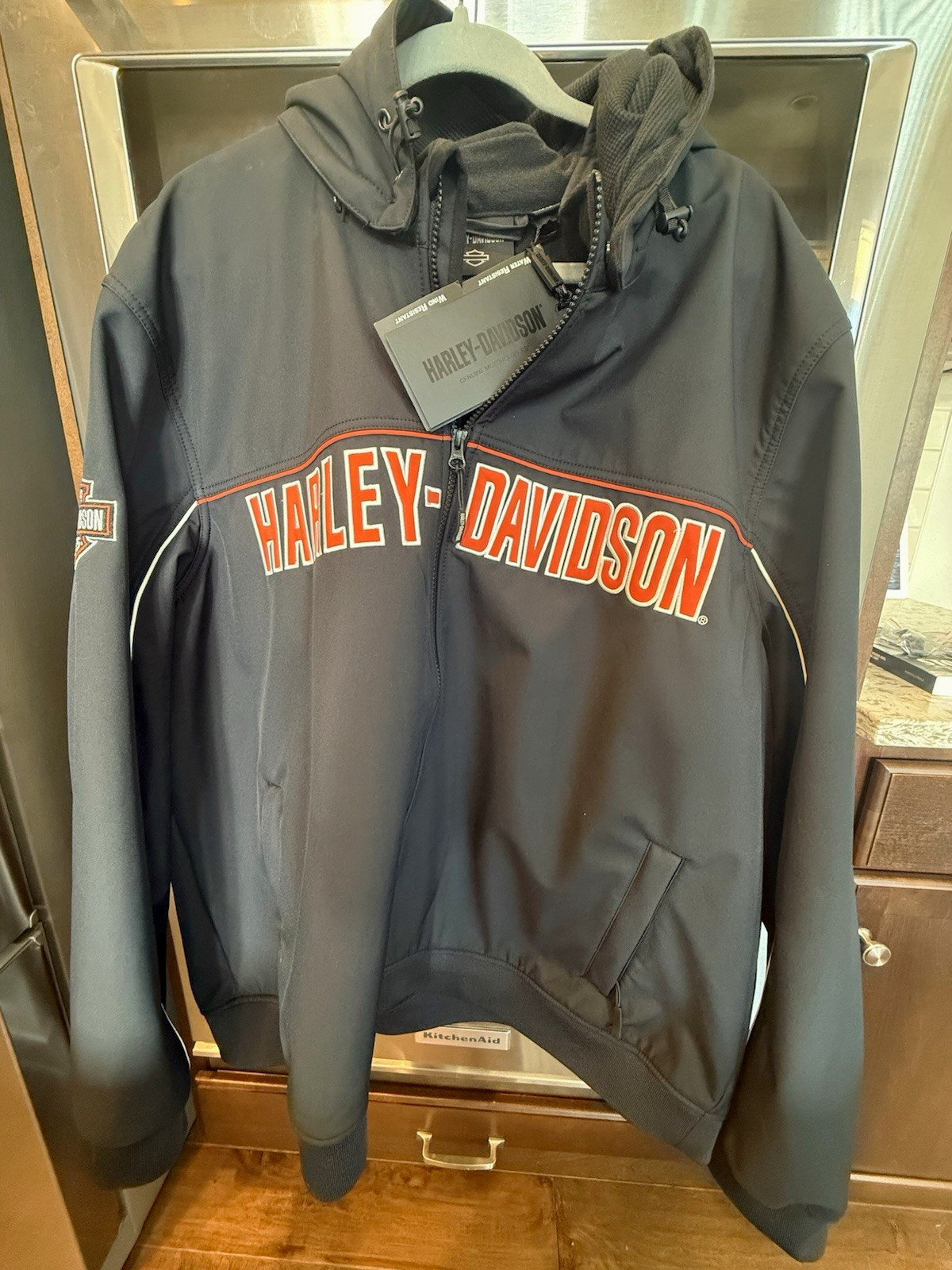 Harley-Davidson Men's Black Hooded Jacket Windproof Water Resistant 3XL